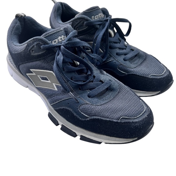 Lotto Navy Blue Suede Trim Sneakers Size 9 - Picture 2 of 12